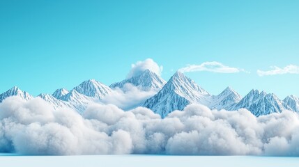 Cloudy Mountain with Cloud Range of mountains shrouded in clouds, creating a serene and majestic landscape