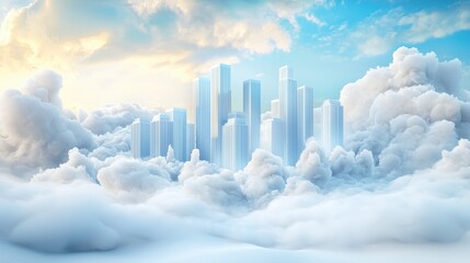 Fototapeta premium Cloudy Ski in Urban Settings Cityscape with skyscrapers reaching into a cloudy sky, creating a dramatic urban scene