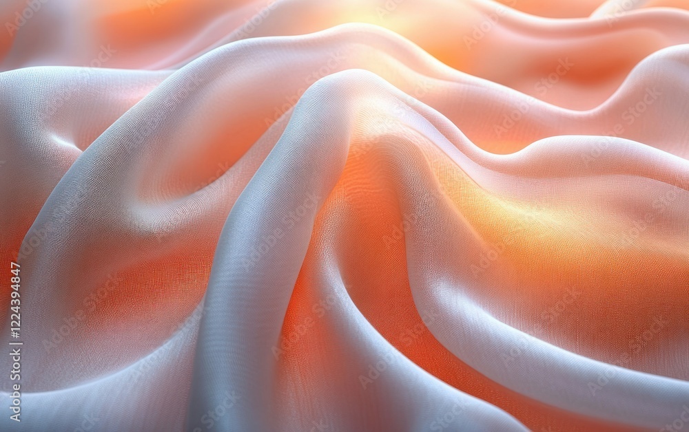 Poster translucent flowing fabric with soft pastel gradient and elegant light effect
