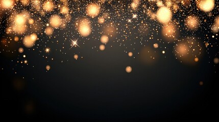 Sparkle and Glitter Particle Shimmering gold glitter particles falling against a dark background, creating a festive and celebratory atmosphere