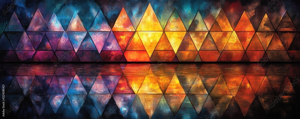 Poster iridescent holographic geometric triangle pattern abstract art background
