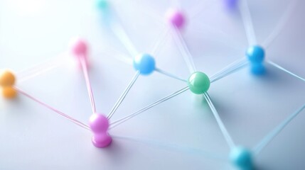 Obraz premium Social Network Colorful abstract human figures connected by lines, white background, representing social connections and online communities