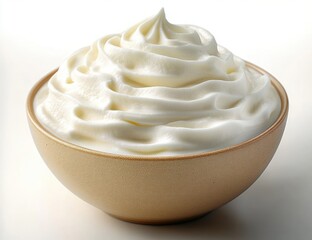 Creamy Greek Yogurt in Green Ceramic Bowl Fresh Dairy Snack