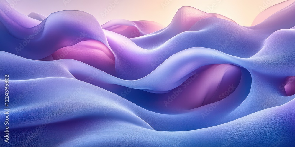 Aufkleber minimalist abstract composition with smooth curved purple forms in 3d render