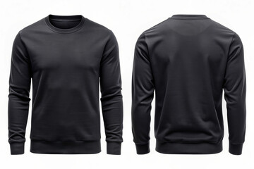Black Long Sleeve Sweatshirt Front and Back View for Apparel Fashion Showcase