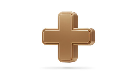 Fototapeta premium 3D Golden Plus Sign Icon Render isolated on white background. Generative AI