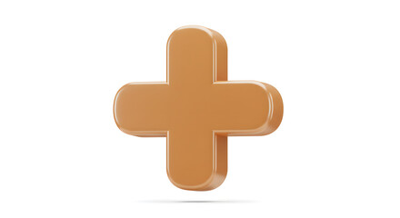 Fototapeta premium 3D Rendered Orange Plus Sign Symbol isolated on white background. Generative AI