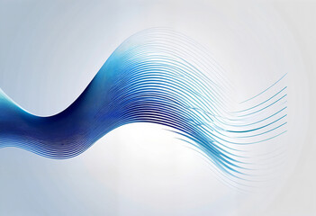 Fototapeta premium Abstract wave design in blue tones on a light background, elegant and dynamic, smooth lines, copy space