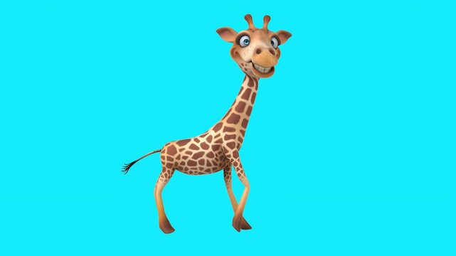 Fun 3D cartoon giraffe walking (with alpha channel)