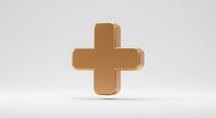 Obraz premium Gold Plus Symbol 3D Render High Quality isolated on white background. Generative AI
