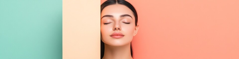 Obraz premium Virtual Reality Aesthetic Neon Hues and Smart Cream in Tech Spaces - Interactive Wellness Experience for Young Diverse Innovators in High-Tech Environments