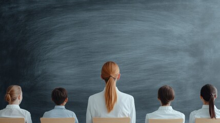 Modern Collaborative Learning Diverse Students in Eco-Friendly Classroom with Chalkboard - Enhancing Interactive Education with Sustainable Design