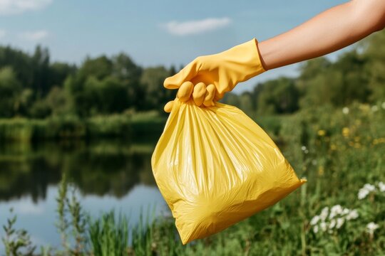 Vibrant Community Cleanup Eco-Friendly Riverside Trash Collection with Diverse Volunteers and Sustainable Materials - Environmental Awareness Campaign and Urban Green Initiatives - Powered by Adobe