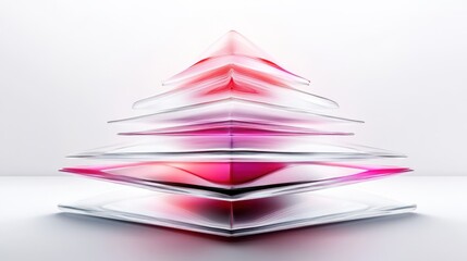 Abstract Pink and White Glass Pyramid Structure