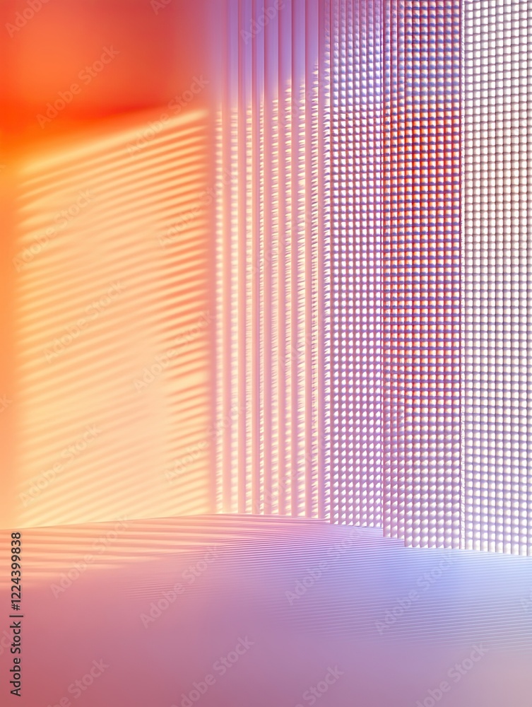 Poster abstract pastel scene with textured walls and patterned light.