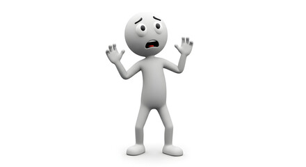 Fototapeta premium Scared 3D Character Illustration Fearful Pose and Expression isolated on white background. Generative AI