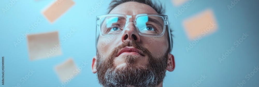 Fototapete contemporary brainstorming visual clear frames and sticky notes - creative workspace dynamics for in