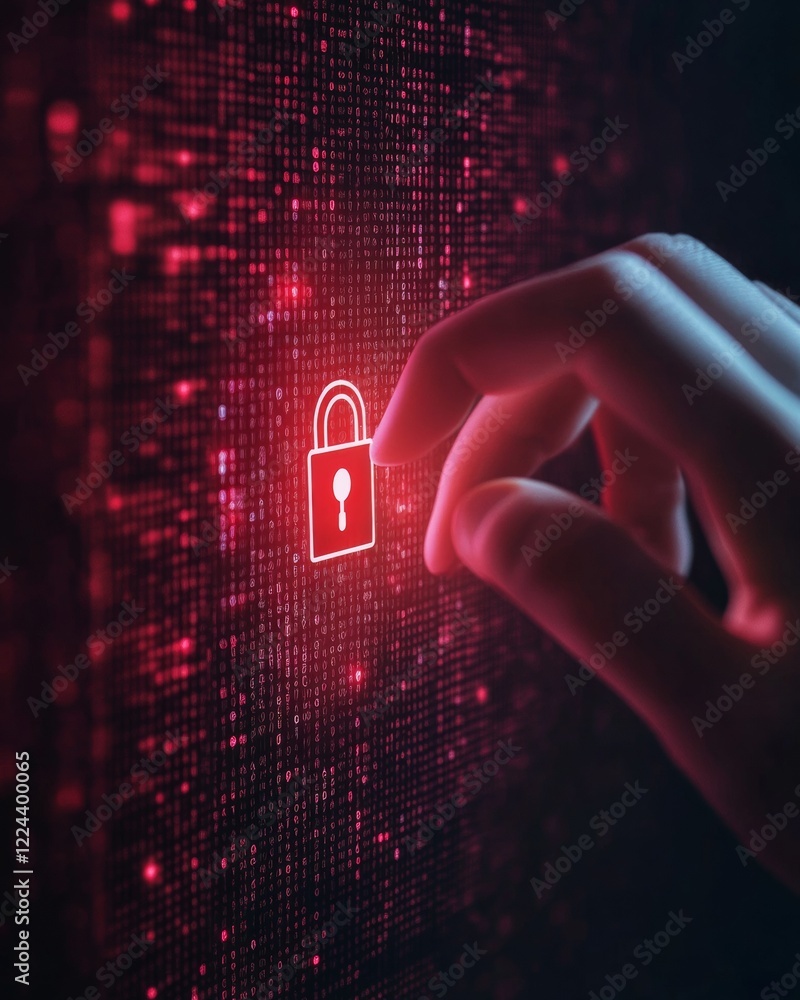 Leinwandbilder Neon Cybersecurity Interface Programmer Analyzing Open Source Code with Digital Lock Icons - Advanced Tech Skills for Secure Software Development and Vulnerability Testing