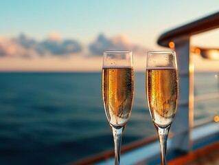 Celebrating special moments with champagne on a sunset cruise ocean view elegant photography