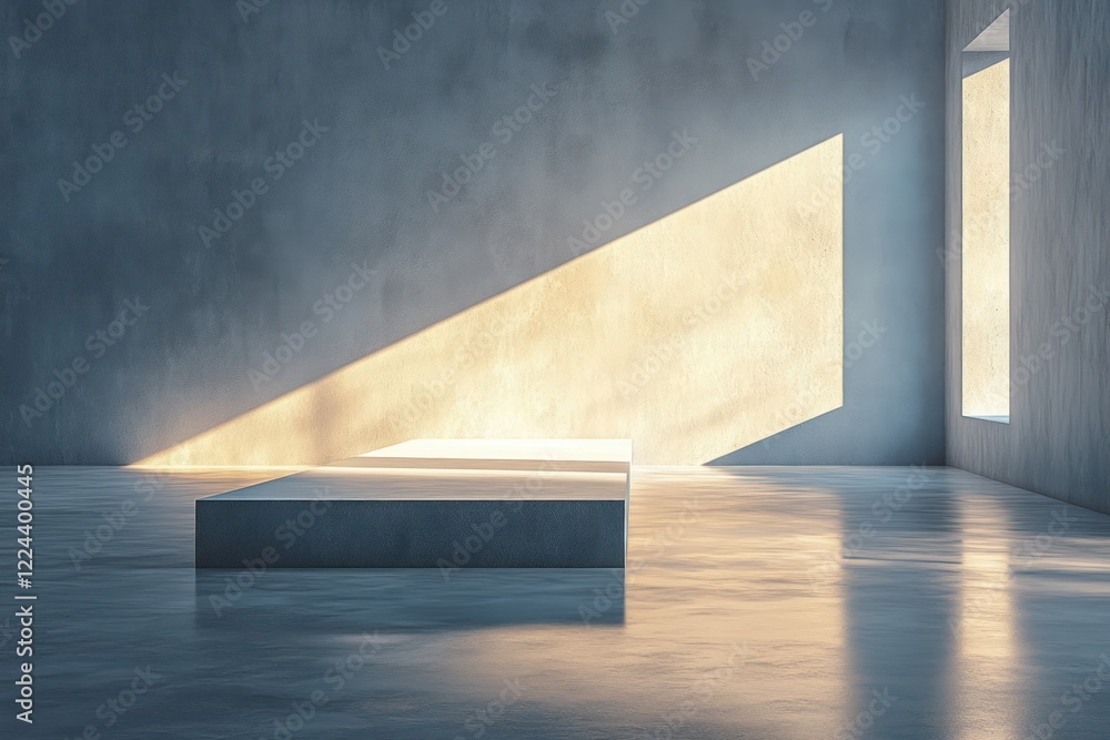 Poster minimalist abstract studio room with soft white light and gentle shadows for product display present