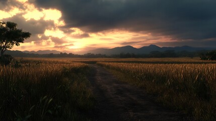 Golden Hour in the Rice Fields