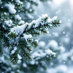 "Snow-Covered Pine Branch in Winter Wonderland"

:
