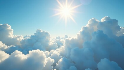 Gentle sunshine peeking through the gaps of white fluffy clouds, gentle, , clouds