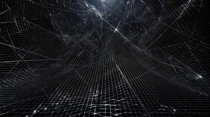 Naklejka premium Geometric pattern of metal mesh on a dark abstract background, metal mesh, modern architecture, industrial elements