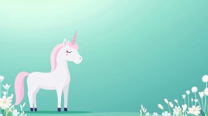 Cute and Cartoon Unicorn Group of cute cartoon unicorns playing together in a field of flowers, bright and cheerful colors, ideal for children books