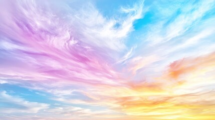 Obraz premium Pastel sunset sky, colorful cloudscape, peaceful scene, background image for design