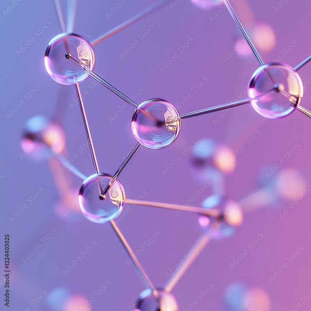 Aufkleber Translucent Sphere Network Abstract Digital Art with Glowing Lines on Gradient Backdrop - Futuristic Aesthetic for Tech Innovation and Cloud Computing Visualization