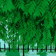 colorful illustration of tree leaves close up © Nina