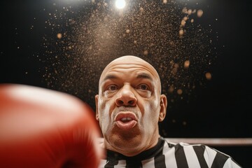 Dynamic Sports Officiating Latino Boxing Referee in Action - Spotlight on Precision and Safety in Live Event Management and Athletic Excellence