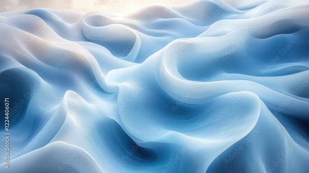 Fototapete abstract minimalist background design with translucent curves and soft ambient lighting