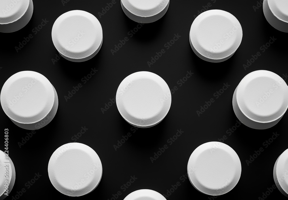 Aufkleber White round objects on black background, repeating pattern.