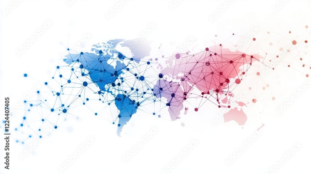 Poster globe with connectivity icon world map with network symbols and colorful lines, white background, vi