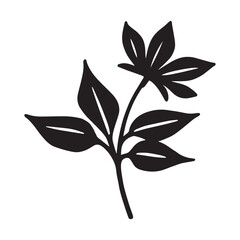 black corner flower decoration wedding ornament silhouette illustration on white background