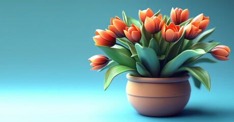 3D Vibrant Tulip Bouquet with a Soft Glow