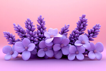 3D Lavender Flower Pot with a Soft Pastel Background