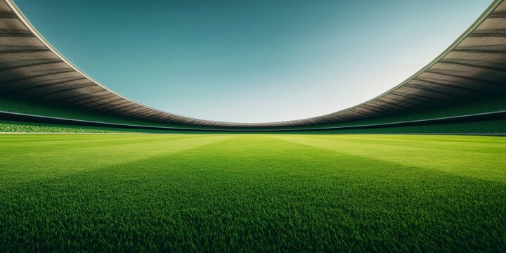Wide Angle Stadium View Lush Green Cricket Field and Boundary Lines - Ideal for Sports Marketing, Event Planning and Venue Promotion in HD Imagery for Enhanced Audience Engagement