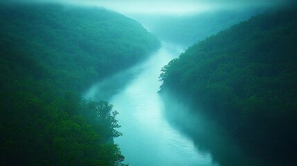 A peaceful river delta with winding channels and lush greenery teeming with wildlife.