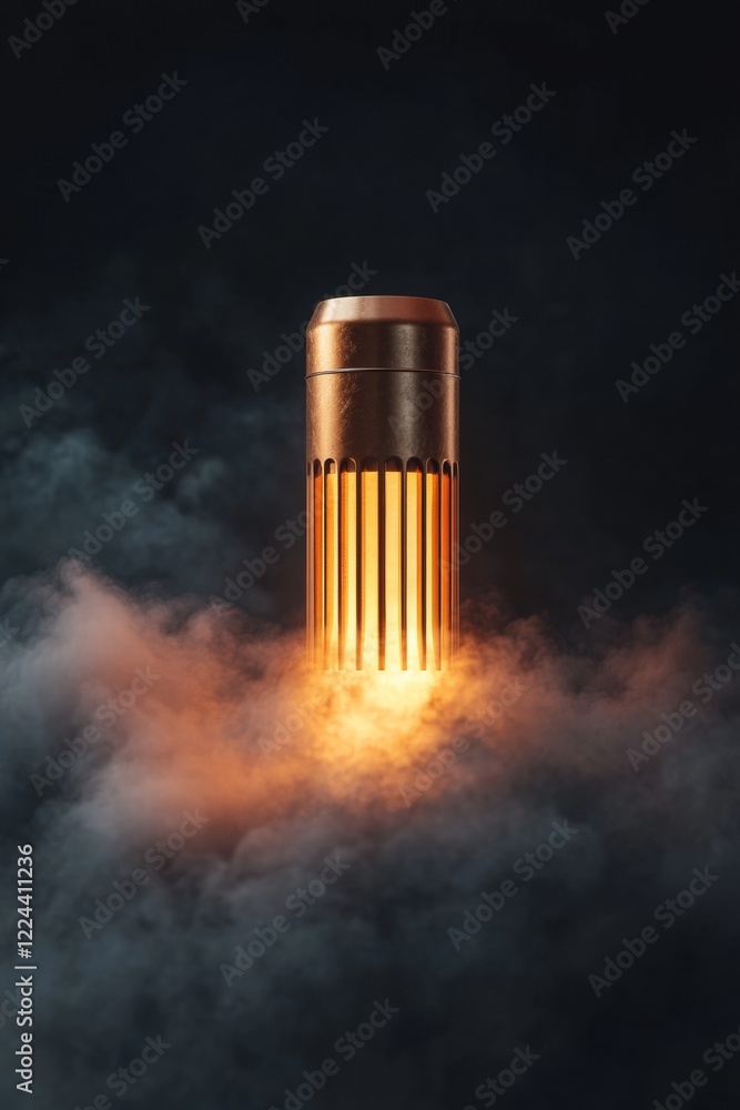 Poster Futuristic Aerospace Innovation Illuminated Rocket Engine Nozzle with Heat-Resistant Materials - Tech Design for Sustainable Space Exploration and Advanced Environmental Monitoring