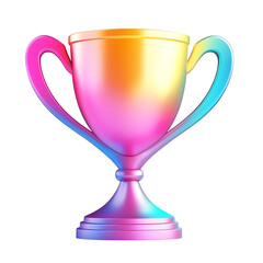 Gradient 3D trophy icon on white & transparent background.