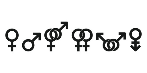 Gender symbol icon set. Different type of gender symbol. Gender Identity.