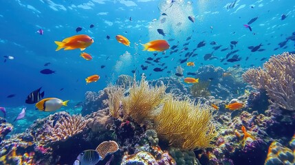 Fototapeta premium Vibrant Coral Reef Ecosystem: Underwater Paradise