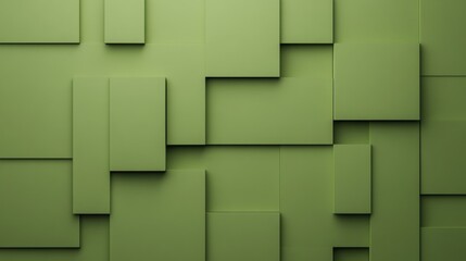 Obraz premium Abstract green geometric background with various sized rectangles creating a 3D effect.
