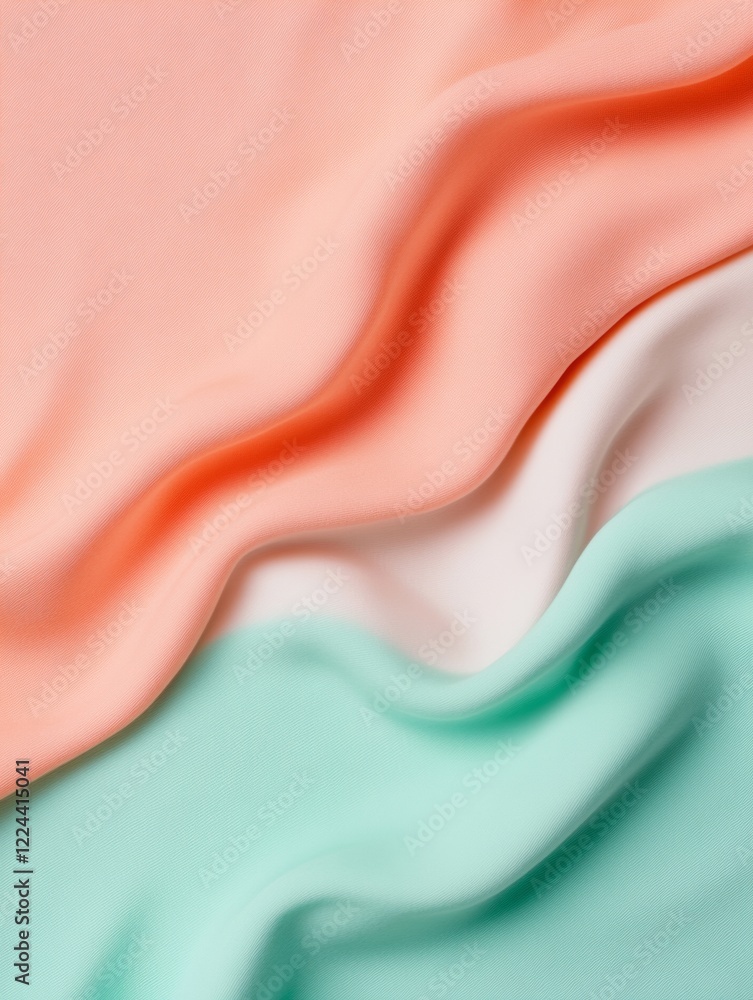 Poster contemporary fluid art display vibrant color waves on textured fabric - inspiring modern workspace d