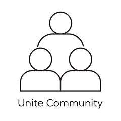 Unite Community Icon – Representing a Group of People Symbolizing Family and Social Bonding- Vector Line icons  with editable stroke