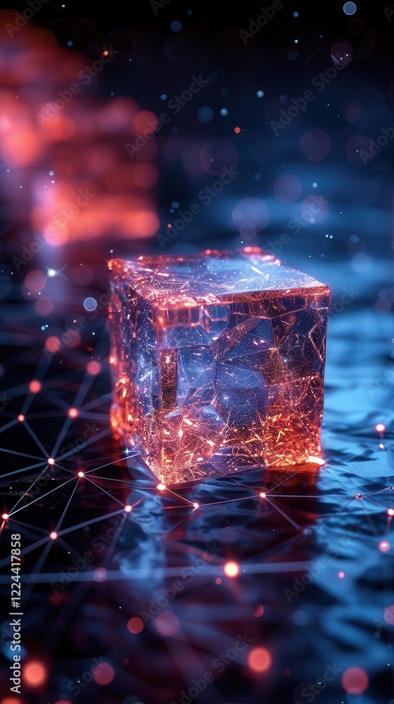 Aufkleber luminous cube network: abstract representation of digital connectivity and technological innovation