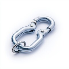 Obraz premium Close up of sturdy metal carabiner with screw lock, isolated on white background